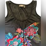 Nanette Lepore Tank Top Black Floral with Mesh Top Size Large Photo 2