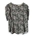 Loft Zebra Print Top Puff Sleeve Blouse Casual Everyday Trendy Medium Photo 4