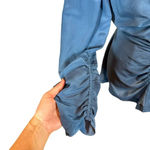 Mariacher Maria Cher Olite Rosario Silk Ruched Short Long Sleeve Mini Dress Blue Size M Photo 2