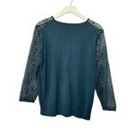 Ann Taylor LOFT Emerald Green Lace Sleeve & Chest Sweater Women's Large Photo 3