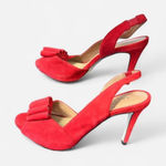 Talbots  Red Suede Slingback Peep Toe Heels – Size 6.5B – Made in Brazil Photo 0