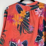 Old Navy Women Relaxed Tie-Cuff Linen-Blend Floral Tropical Top Blouse XL Coral Photo 10