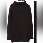 Free People  Ottoman Slouchy Mock Neck Tunic Sweater in Black Size Small Photo 4