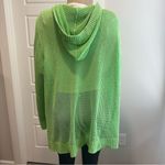 Quacker Factory Quaker Factory  3X Lime Green Open-Knit Zip Cardigan Sweater Jacket Sequins Hood Photo 3