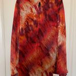 ASOS Red and Orange Tie-Dye Long Sleeve Chiffon Mini Dress Photo 0