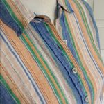 Talbots Multicolor Striped Button Down Shirt Tie Front Linen XS Photo 1