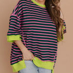 None *NEW* Boutique Striped Oversized Tee Photo 0