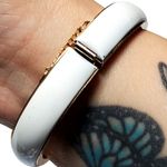 White Plastic Gold Tone Slide Lock 6.5" Vtg Safety Chain Photo 1