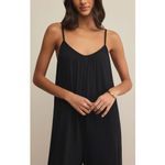 Z Supply  Women's Black Scoop Neck Cropped Length Flared Jumpsuit Size Large Photo 3