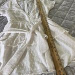 Lucy in the Sky  dress Large L Chiffon Ivory White Polkadot Ruffle Tie Waist Photo 10