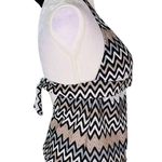 Perry Ellis Tankini Top S Black White Gray Taupe Chevron Removable Pads New Photo 4