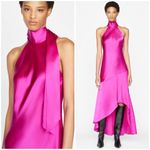 frame denim FRAME hot pink 100% silk tie-neck halter dress (magenta color) Photo 8