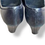 Tory Burch Sally Black Leather Peep Toe Wedge Pumps Logo Gold Medallion Shoe 7 Photo 7