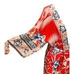 Boho Print Self Belted Front Open Long Kimono Dress one size fits most. L Photo 5