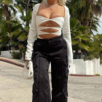 House Of CB  'Danica' White‎ Cutout Bodysuit NWOT size S Photo 9