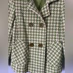 Gallery  Lime Green Checkered Women's Pea Coat Photo 3