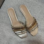 Veronica Beard  Maxon Metallic Gold Silver Caged Flat Sandals Size 9‎ Photo 2