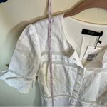 o.p.t Adina White Linen Midi Lace Dress Button Front 8 NWT Puff Sleeves Photo 14