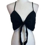 Le lis Black Eyelet Crop Tie Front Top. Size L Photo 0