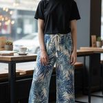 C&C California Palm Print Wide Leg Pants Photo 0