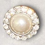 Vintage Estate Faux Pearl Clear Rhinestones Halo Earrings Wedding Formal Holiday Silver Photo 0