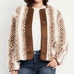 Old Navy  XL Sherpa Jacket NWT Brown Cream Aztec Geometric Fleece Coat Photo 0