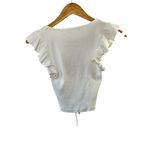 ZARA  White Ruffled Cap Sleeve Ribbed Cropped Top Women's Size Small Photo 3