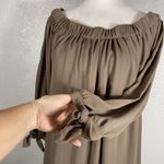 Wishlist  Chocolate Brown Top Blouse L Flowy Tunic Neutral Peasant Off Shoulder Photo 5