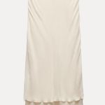 ZARA NWT ivory off white cream double layered ruffle hem flowy midi skirt Photo 6