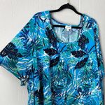 Avenue Womens Top 30/32 Floral Stretch Chic Summer Beachy Coastal Tropical Party Blue Photo 5