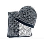 Michael Kors NWT Split Logo Scarf Beanie Bellyband Set Black White One Size Photo 0
