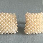 Vintage Screw Back / On Earrings Square Bundle Of Faux Baby Pearls Lovely Photo 1