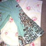 GILI Tunic Top Dress Bell Sleeves Green White Gray Print Photo 5