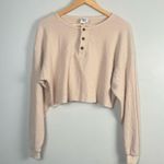 Princess Polly MIA CROPPED HENLEY SWEATSHIRT Crème size 8 Photo 1