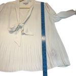 Nanette Lepore Ivory Pleated Tie Neck Blouse Classic Dressy Size L Long Sleeve Photo 9