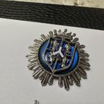 Vintage Signed Coro Blue & Silver Tone Coat Of Arms Crest Brooch Pin Photo 2