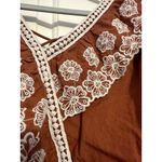 Brown Sleeveless‎ Embroidered Top With Lace Detail & Tie Back Size 2X White Size M Photo 6