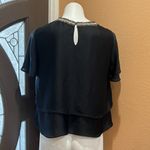 ZARA  black layered jeweled collared blouse Photo 4