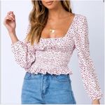 Princess Polly  Women's Red White Ariah Blouse Dot Print Size 4 Photo 0