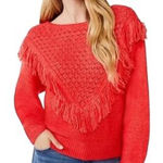 Scoop NYC Women's Fringe Sweater Pullover, Size XL Dark Salmon Pink Photo 0