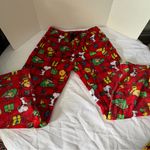 Christmas Fleece Peanuts Snoopy Pajama Pants Women Size Large Red Photo 0