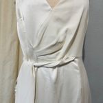 Halston Heritage $495  Cream Satin Draped High Slit Maxi Dress Sz 10 Wedding Prom Photo 4