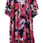 st. john's bay  Floral Crew Neck Short Sleeve Blouse Shirt Size 1X Lightweight City Photo 0