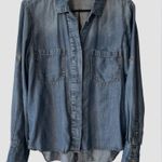 Cloth & Stone  Anthropologie Size M Chambray Denim Button Front Shirt Split Back Photo 2
