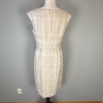 Tory Burch Womens Fatima Midi Sheath Dress Size 10 Ivory Beige Gold Woven Tweed Photo 4