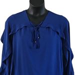 Belle by Kim Gravel Blue Ruffle Sleeve V Photo 3