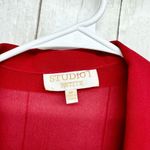 VTG Studio 1 Shirt Women Sz 8P Open Front Red Short Sleeve Sheer Collared Floral Photo 1