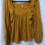 Free People  Golden Ruffle Blouse Photo 2