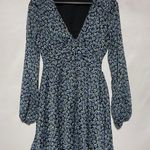 ZARA Floral Print Metallic Thread Button V-Neck Long Sleeve Mini Dress Size XS Photo 4