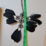 Silver Tone & Black Feather Goth Emo Western Punk Boho Statement Necklace Photo 2